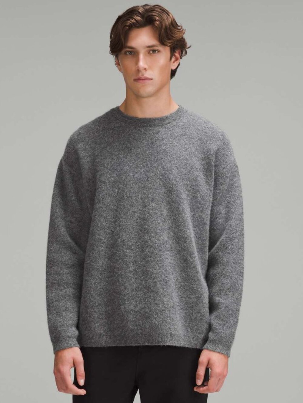 Men's Lululemon Alpaca Wool-Blend Crewneck Sweater L Heathered Asphalt Grey